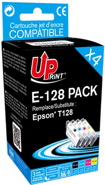 Набір картриджів UPrint E-128 PACK для Epson 4 x 10 мл BK.C.M.Y - зображення 1