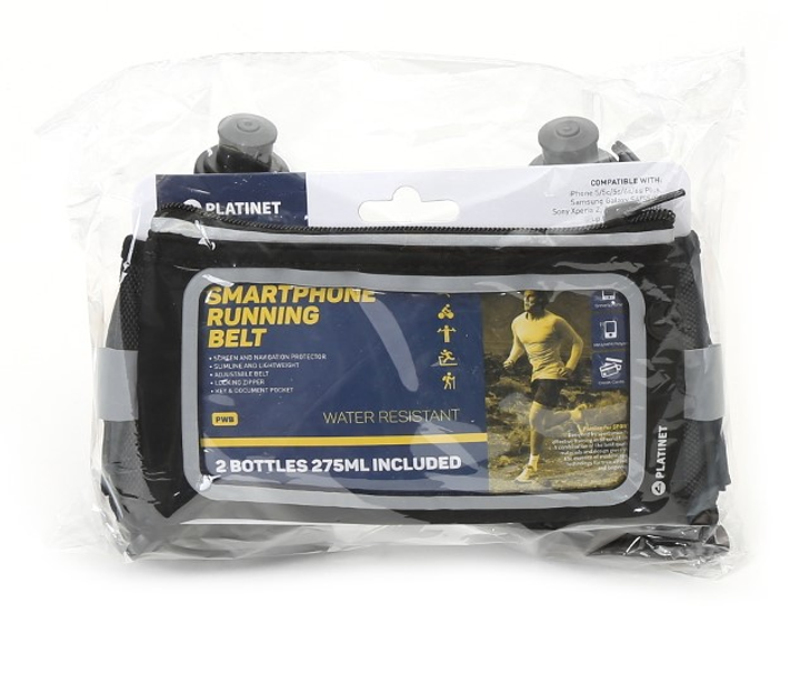 Сумка на пояс + 2 пляшки для води Platinet Waist Running Bag Black (5907595432412) - зображення 3