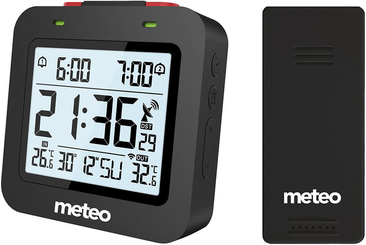 Настільний годинник-будильник Meteo Zp34 з системою Dcf і бездротовим датчиком для вимірювання зовнішньої температури (5907265019882) - зображення 1