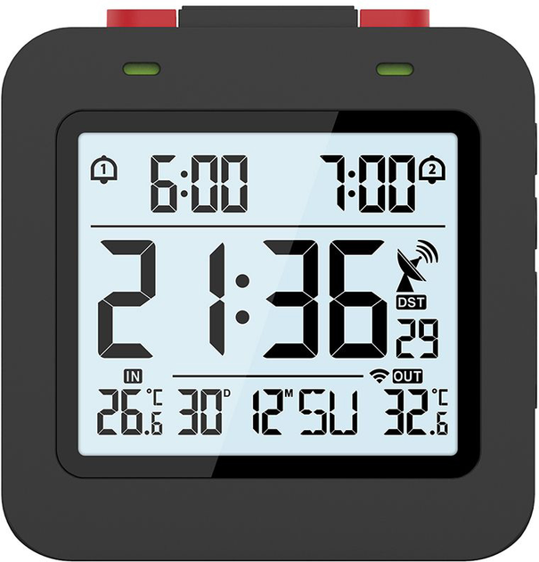 Настільний годинник-будильник Meteo Zp34 з системою Dcf і бездротовим датчиком для вимірювання зовнішньої температури (5907265019882) - зображення 2