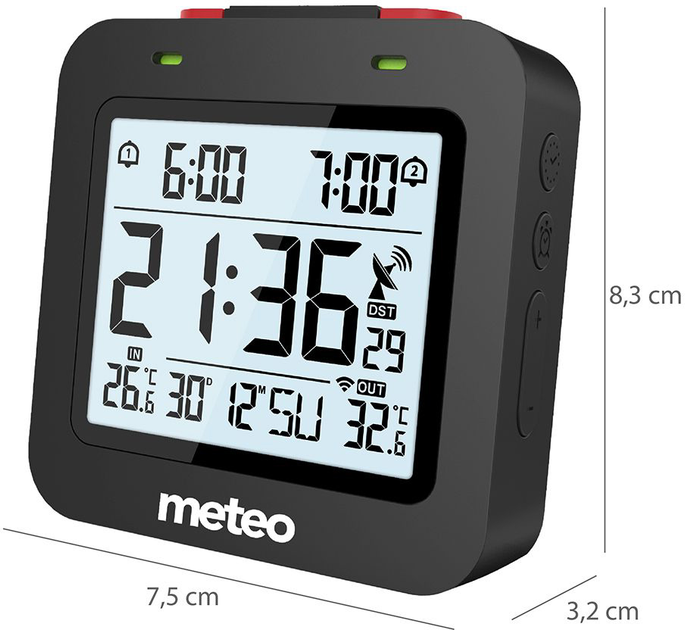 Budzik stołowy Meteo Zp34 z systemem Dcf i bezprzewodowym czujnikiem do pomiaru temperatury zewnętrznej (5907265019882) - obraz 7