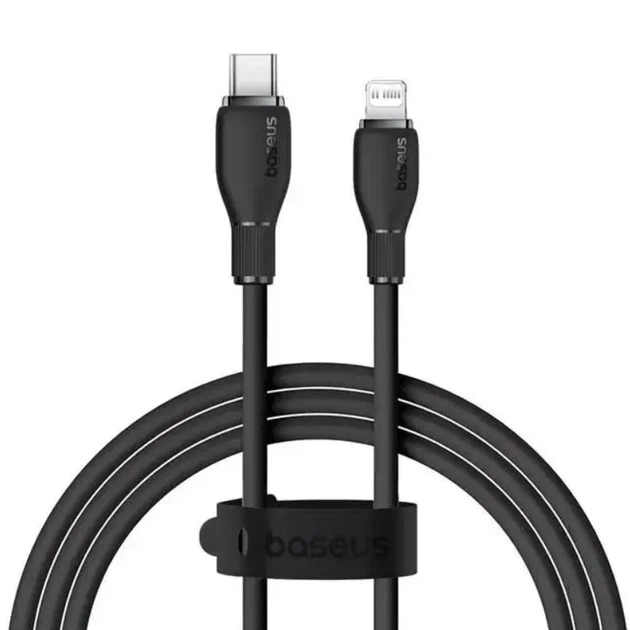 Кабель Baseus Pudding Series TPE USB Type-C to Lightning 20W 5A 1.2m чорний (CB000053) - Фото 1 Кабель Baseus Pudding Series TPE USB Type-C to Lightning 20W 5A 1.2m чорний (CB000053) - изображение 1