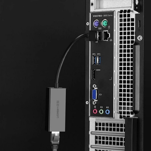 Мережевий адаптер UGREEN CR110 USB 2.0 10/100Mbps Ethernet Adapter Black (20254) - зображення 4
