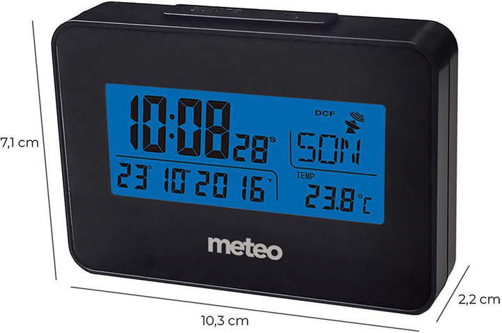 Настільний годинник-будильник Meteo Zp30 з системою Dcf і бездротовим вимірюванням внутрішньої температури (5907265012623) - зображення 2