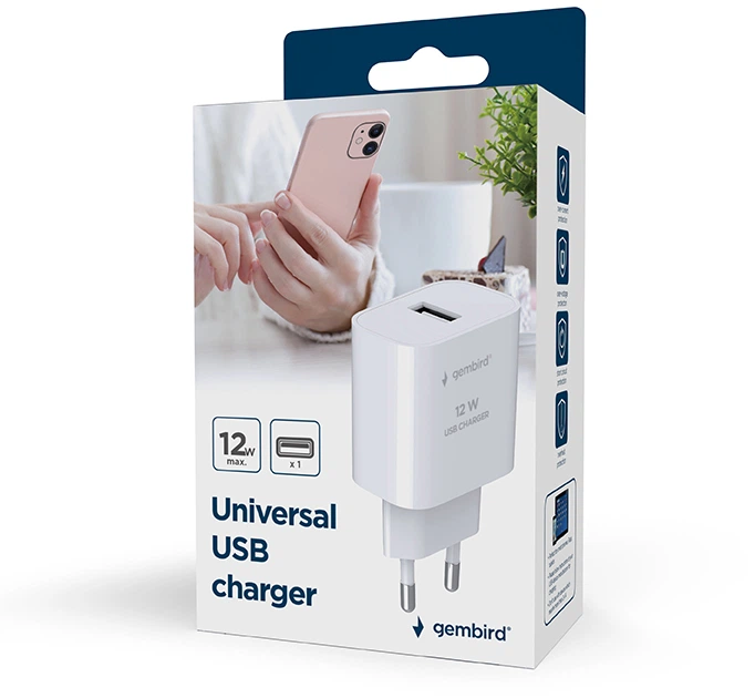 Ładowarka sieciowa Gembird 12W USB TA-UC-1A12-01 (8716309129534) - obraz 7