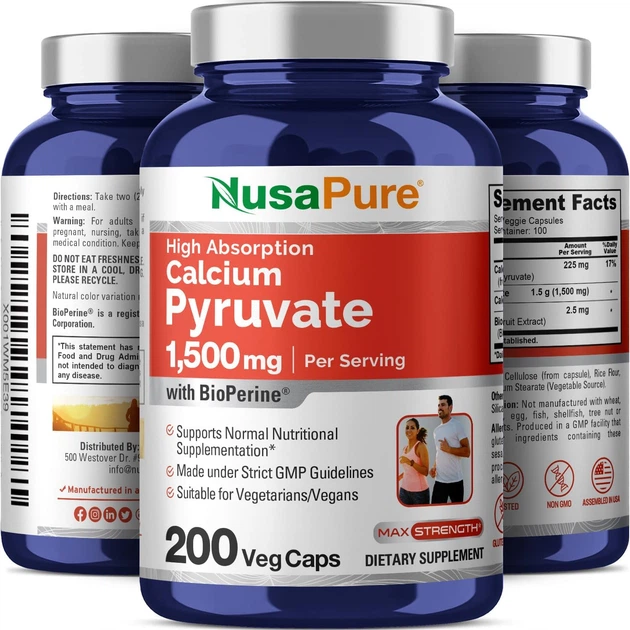 Піруват кальцію преміум-класу NusaPure Calcium Pyruvate 200 капсул - Фото 4 Піруват кальцію преміум-класу NusaPure Calcium Pyruvate 200 капсул - зображення 4