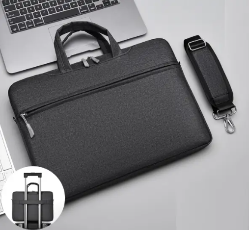 Сумка для ноутбука 17.3" плоская с карманом для аксессуаров на ремне Черная (S484-3) - Фото 2 Сумка для ноутбука 17.3" плоская с карманом для аксессуаров на ремне Черная (S484-3) - изображение 2