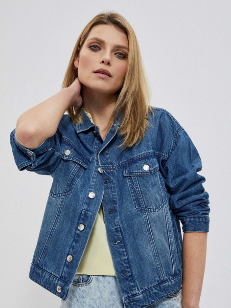 Kurtka jeansowa damska Moodo L-KU-3716 XL Niebieska (5904152296227) - obraz 1