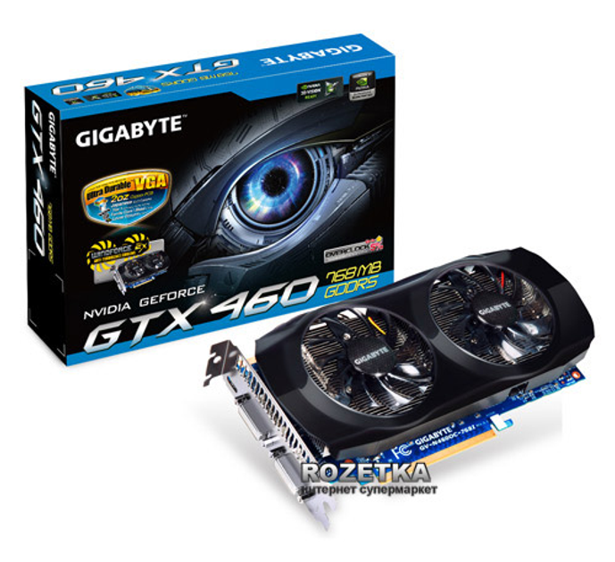 Видеокарта Gigabyte PCI-Ex GeForce GTX 460 768MB GDDR5 (192bit) (715/ ...