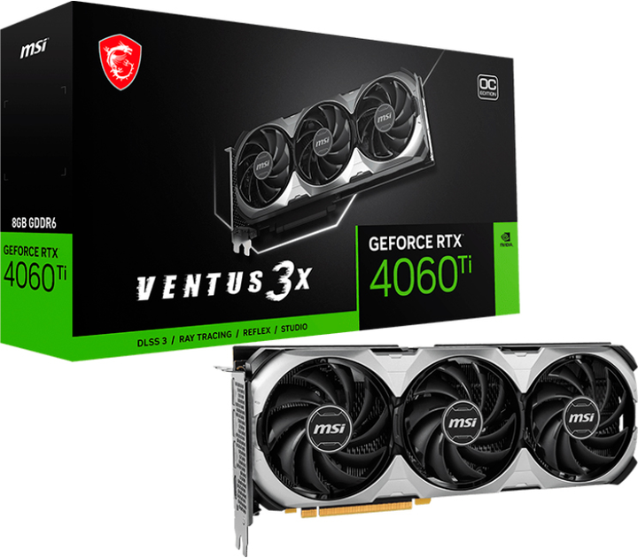Видеокарта MSI PCI-Ex GeForce RTX 4060 Ti Ventus 3X E 8G OC 8GB GDDR6 (128bit) (2580/18000) (HDMI, 3 x DisplayPort) (RTX 4060 Ti VENTUS 3X E 8G OC) - изображение 5