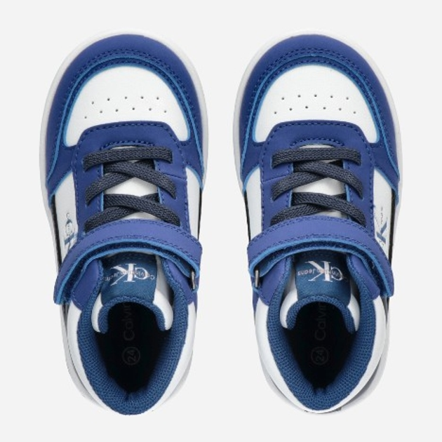 Дитячі високі кросівки для хлопчика Calvin Klein Jeans Low Cut Lace-up V1X9-81049-1355B054 27 Білий/Блакитний (8052578646304) - зображення 3