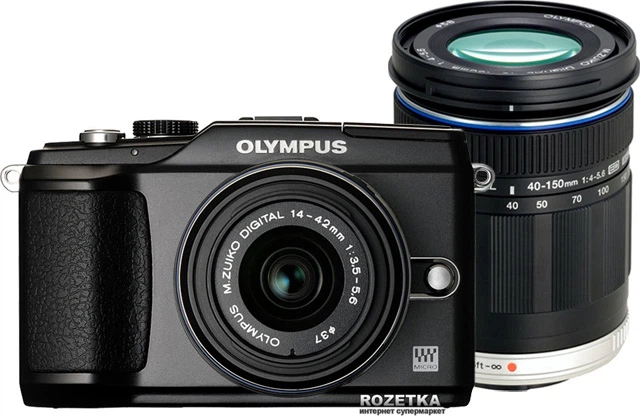 Фотоаппарат Olympus PEN E-PL2 Double Zoom Kit Black/Black купить