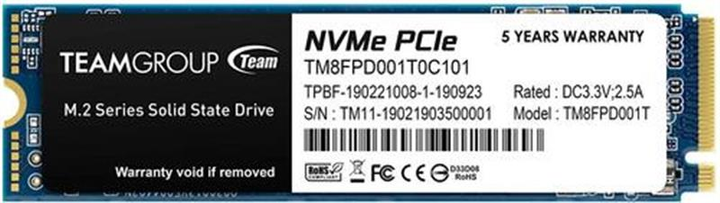 SSD диск Team Group MP33 Pro 1TB M.2 2280 PCIe 3.0 x4 3D NAND TLC (TM8FPD001T0C101) - зображення 1