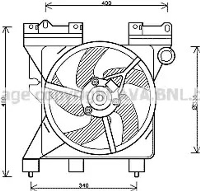 Вентилятор охолодження двигуна PEUGEOT PARTNER, CITROËN XSARA, AVA COOLING (CN7547) - зображення 1