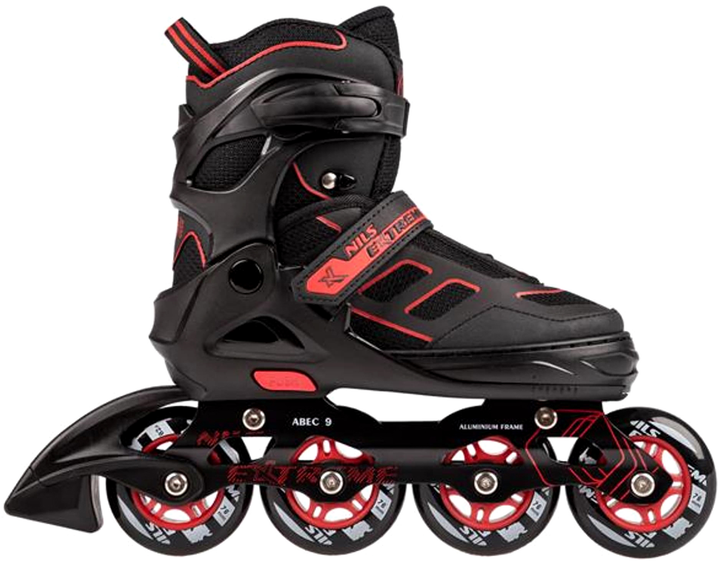 Rolki Nils Extreme Czarno-Czerwone M 35-38 (5907695535235) - obraz 1