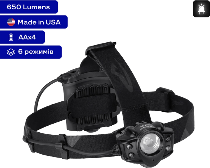 Налобний ліхтар Princeton Tec Apex 650 Lumens Black (APX21-BK/DK) - зображення 2