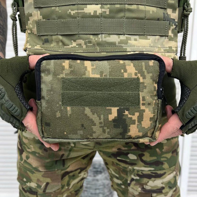 Сумка - Напашник з липучкою під шеврони / Адміністративний Підсумок Cordura 1000D піксель 17х25х2,5 см - зображення 2