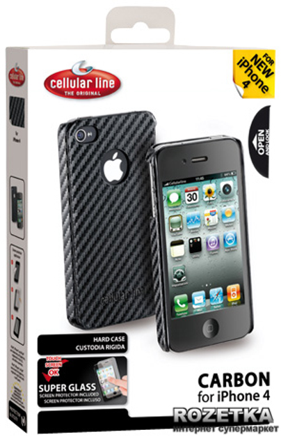 Накладка для iPhone 4 Carbon Black Cellular Line (CARBONIPHONE4BK ...