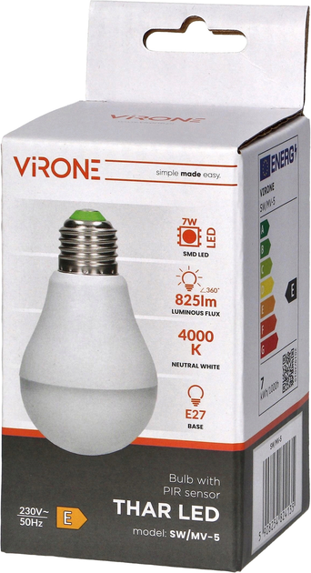 Żarówka LED Virone 7W 4000K 220-240V E27 Neutralny biały (5908254824135) - obraz 1