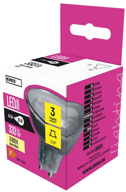 Żarówka LED Emos Lighting 4.2W 3000K 220-240V GU10 Ciepły biały MR16 (8592920056028) - obraz 2