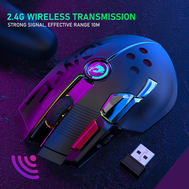 Беспроводная игровая мышь UrChoiceLtd X6 PRO, ультралегкая, сенсор Pixart PAW3325, до 12000 DPI, 2,4G/USB-C, 6 программируемых кнопок, аккумулятор 1000 мАч, для ПК/MAC/PS4/XBOX (черный) - изображение 3