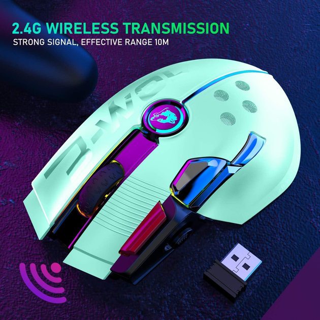 Беспроводная игровая мышь UrChoiceLtd X6 PRO, ультралегкая, сенсор Pixart PAW3325, до 12000 DPI, 2,4G/USB-C, 6 программируемых кнопок, аккумулятор 1000 мАч, для ПК/MAC/PS4/XBOX (зеленый) - изображение 3