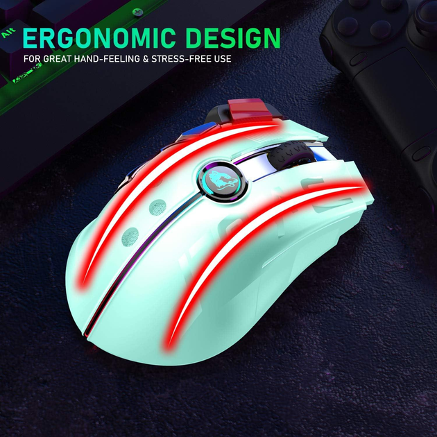 Беспроводная игровая мышь UrChoiceLtd X6 PRO, ультралегкая, сенсор Pixart PAW3325, до 12000 DPI, 2,4G/USB-C, 6 программируемых кнопок, аккумулятор 1000 мАч, для ПК/MAC/PS4/XBOX (зеленый) - изображение 8