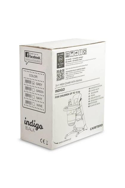 Стільчик для годування + гойдалка Caretero Indigo Black Grey TERO-7650 (5908310397153) - зображення 18