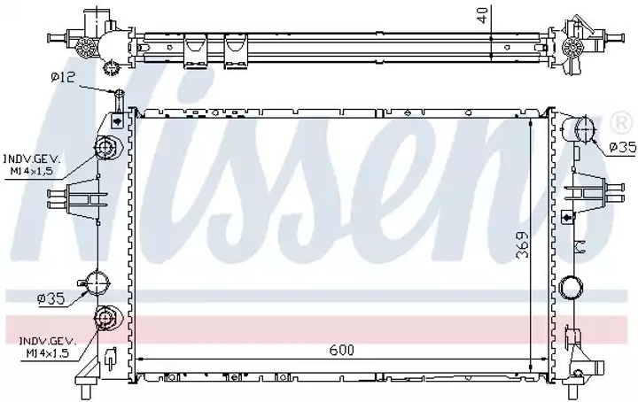 Радиатор охлаждения двигателя VAUXHALL ASTRA, OPEL ASTRA, NISSENS (63003A) - изображение 1