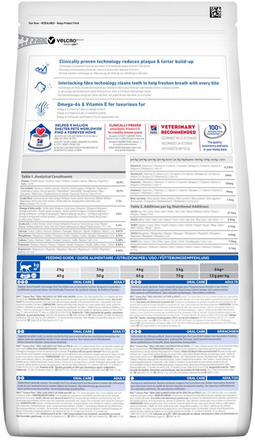 Sucha karma dla dorosłych kotów wspierająca zdrowie jamy ustnej i zębów Hill's Science Plan Adult Oral Care z kurczakiem 7 kg (0052742023540) - obraz 2