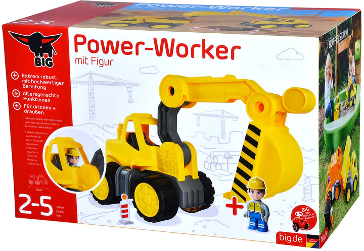 Набір Big PowerWorker екскаватор + фігурка жовто-сірий (4004943548359) - зображення 1