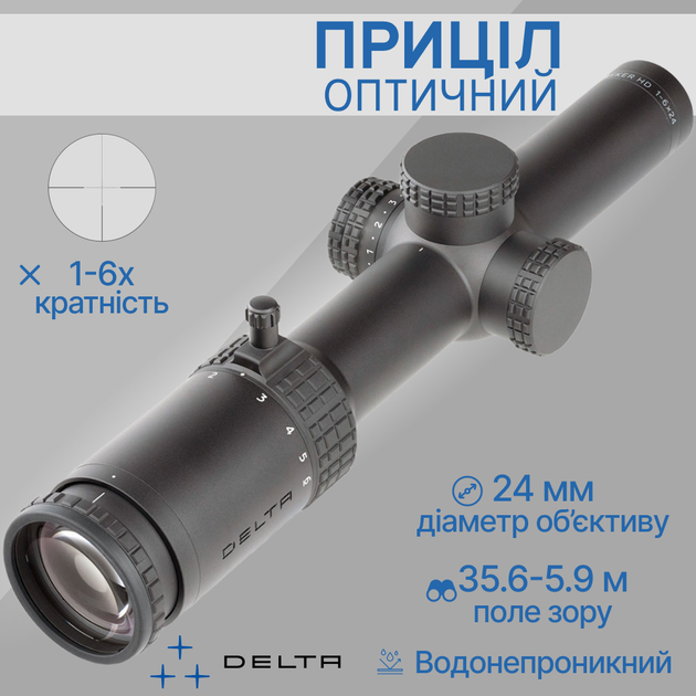 Оптичний приціл Delta Stryker HD 1-6x24 SFP DSMR DO-2520 - зображення 1