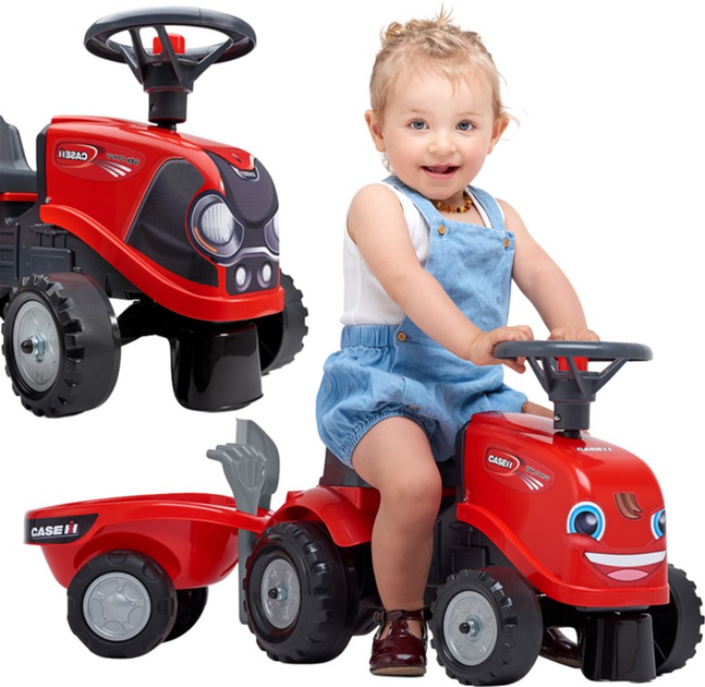 Jezdzik Falk Baby Case IH Ride-On Traktor z przyczepą i akcesoriami Czerwony (3016200023838) - obraz 2