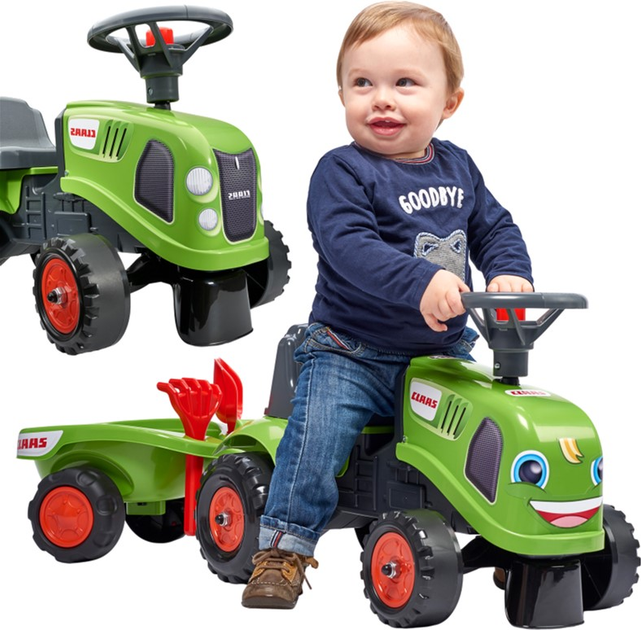 Jeździk Falk Baby Claas Traktor z przyczepą i akcesoriami Zielony (3016200021230) - obraz 5