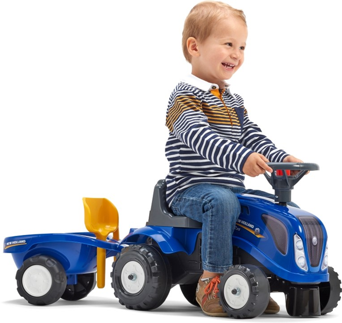 Jezdzik Falk Baby New Holland Traktor z przyczepą i akcesoriami Niebieski (3016200028031) - obraz 3