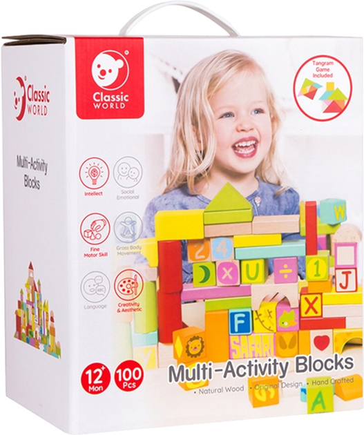 Klocki drewniane Classic World Multi Activity Blocks 100 elementów (6927049005329) - obraz 1