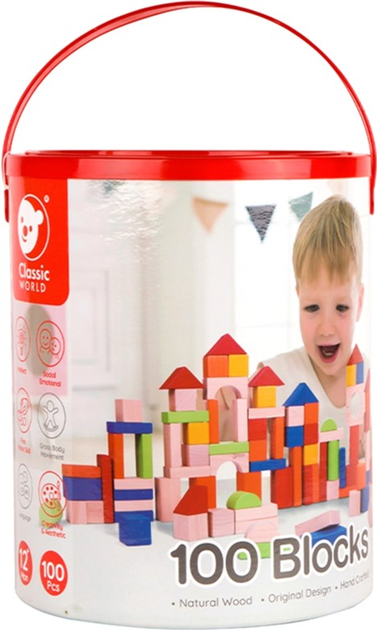 Klocki drewniane Classic World Wooden Blocks 100 elementów (6927049000041) - obraz 1