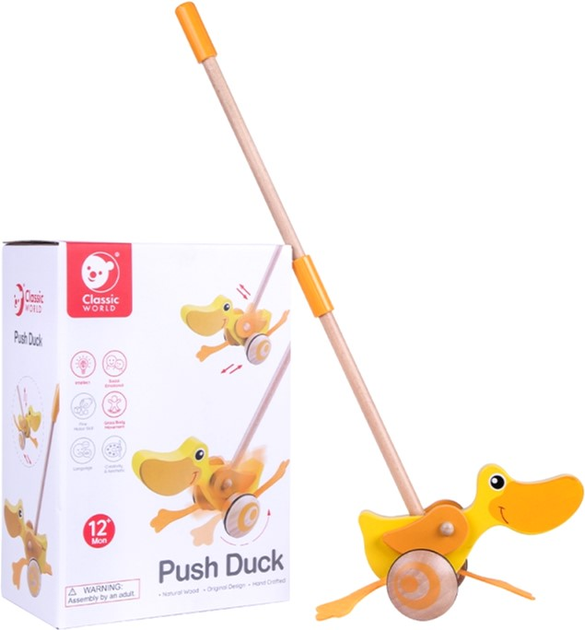 Іграшка-каталка Classic World Eko Wooden Duck (6927049004810) - зображення 1