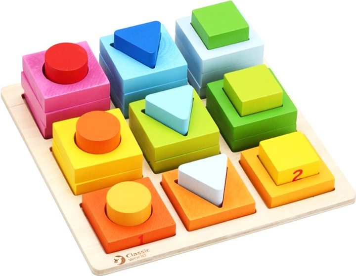 Zabawka-sorter edukacyjna Classic World Montessori Geometric Shapes 5 w 1 28 elementów (6927049001758) - obraz 4