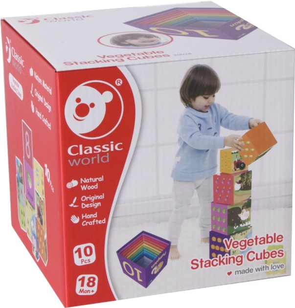 Розвиваючі кубики Classic World Stacking Cubes Vegetable 10 шт (6927049020285) - зображення 1