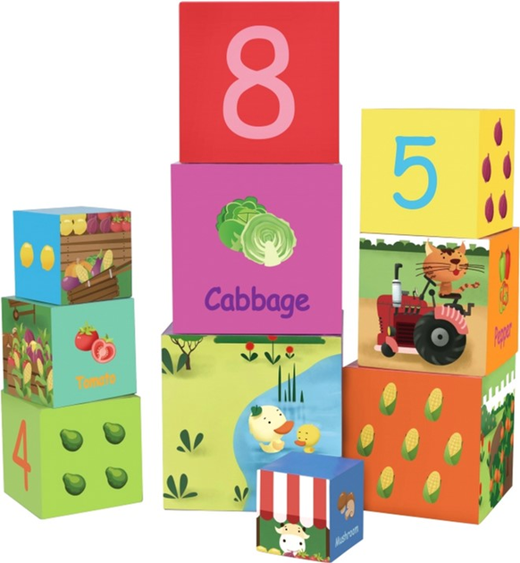 Kostki edukacyjne Classic World Stacking Cubes Vegetable 10 szt (6927049020285) - obraz 2