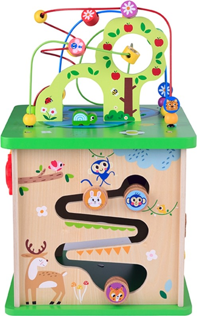 Drewniana sensoryczna kostka Tooky Toy Labirynt ze zwierzętami (6972633375906) - obraz 4
