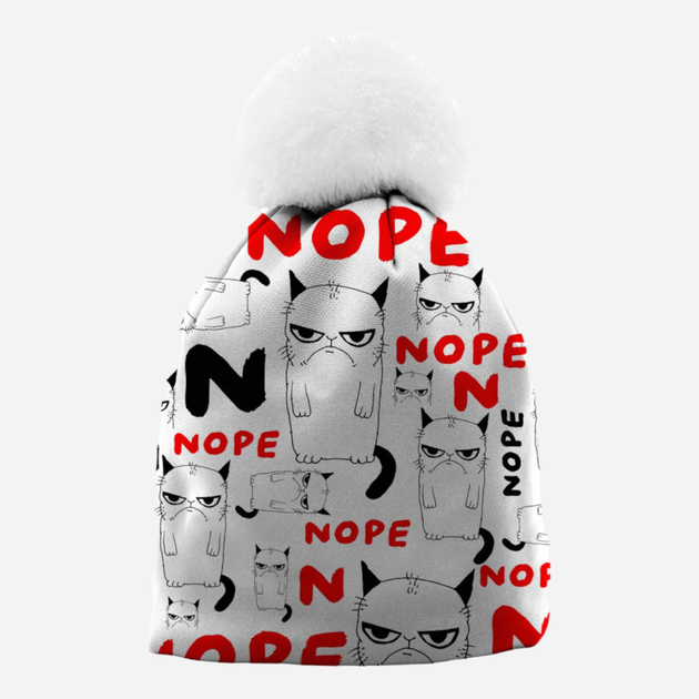 Czapka beany damska Mr. Gugu & Miss Go Grumpy Nope WB21WH XL Biała (5903845401085) - obraz 1