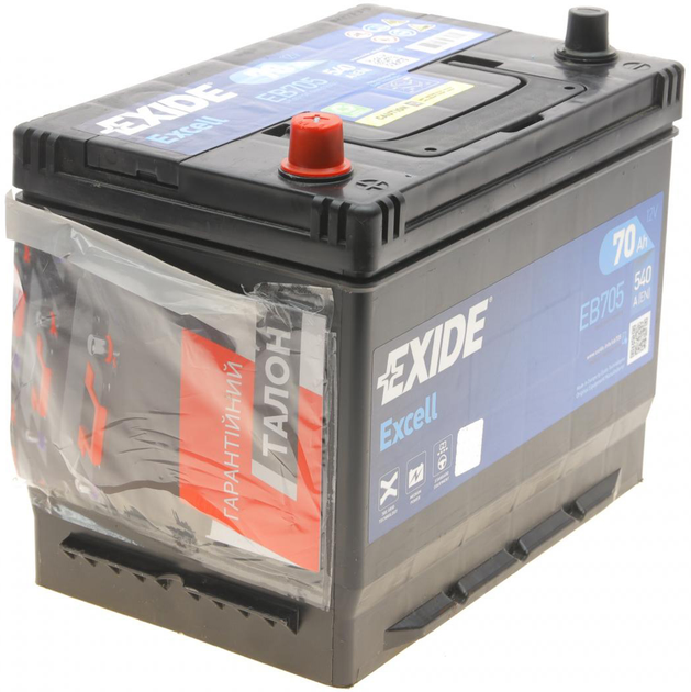 Аккумуляторная батарея Exide Excell Asia 70 А/час 540 A 270 x 173 x 222 мм (+/-) B9 (EB705) - изображение 3