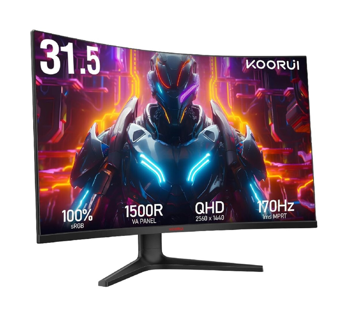 Монітор KOORUI 31.5 Gaming VA/1500R Black QHD 170HZ HDR10 (GA01) (KOORUI-GA01) - изображение 2