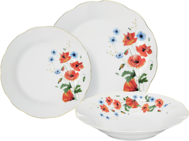 Serwis obiadowy Domotti Poppies porcelanowy dla 6 osób 18-elementowy (5908283215133) - obraz 1