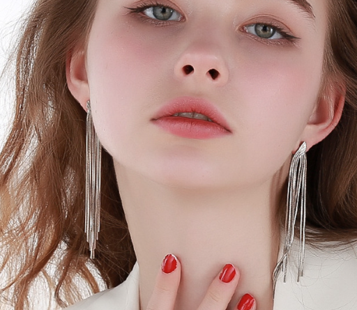 Вечерние серьги длинные висячие 9 см бижутерия серебристые Fashion Jewelry (II) 32204 - изображение 3