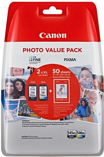 Набір картриджів Canon PG-545XL/CL-546XL/GP-501 Value Pack 13 + 15 мл Black/Color (8286B011) - зображення 1