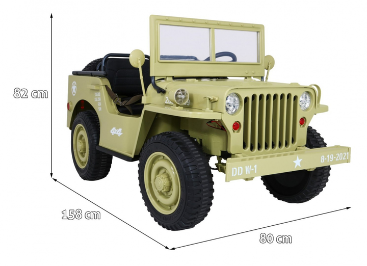 Електромобіль для дітей Ramiz Military Retro DDW-1 4 x 4 Бежевий (5903864906196) - зображення 5