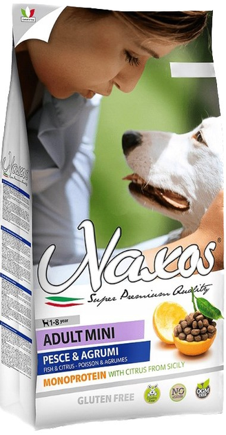 Sucha karma Naxos Adult Mini bezglutenowa i bez monoprotein o smaku ryby 7 kg (8025844144071) - obraz 1